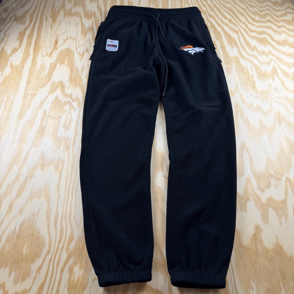 NFL Team Apparel Denver Broncos Mens Fleece Jogger Pants Black Small Zippered